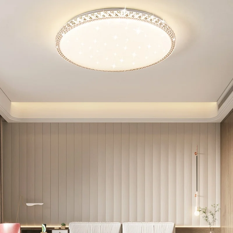 Single Layer 60cm Round 48W Stepless Dimming Starry Sky LED Ceiling Light Modern Luxury Living Room Lamp