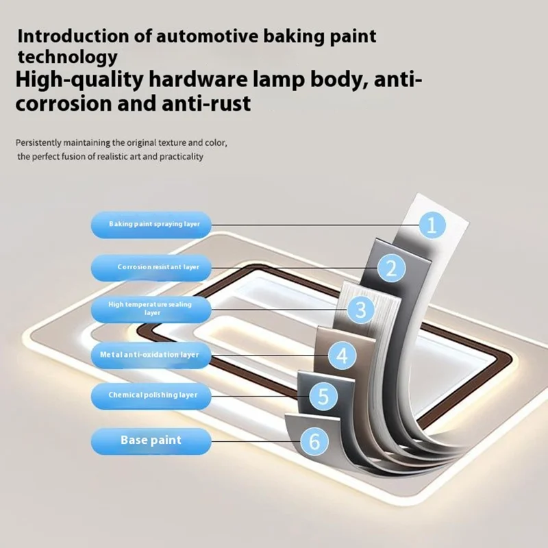 48x48cm 60W Stepless Dimming Ceiling Light with Remote Control Living Room Bedroom High-End Square Lamp