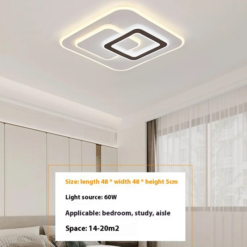 48x48cm 60W Stepless Dimming Ceiling Light with Remote Control Living Room Bedroom High-End Square Lamp