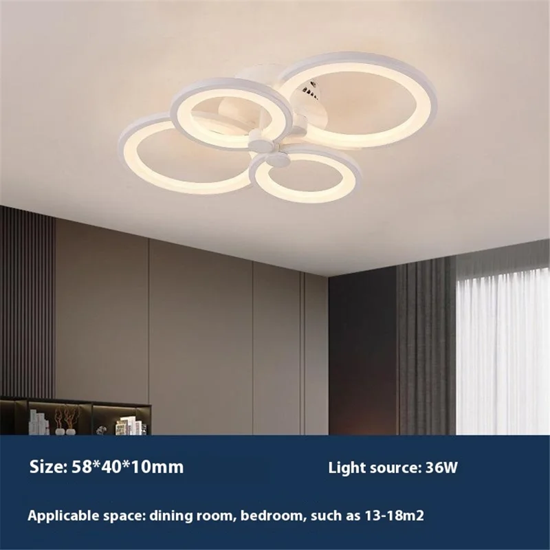 Lámpara de Techo LED Circular de Acrílico con 4 Cabezales y Control Remoto para Salón y Comedor - Blanca