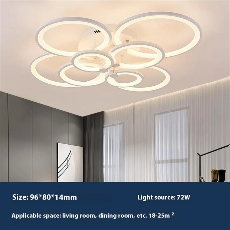 Lámpara de techo LED regulable con 8 cabezales de acrílico y mando a distancia para salón y comedor - Blanca