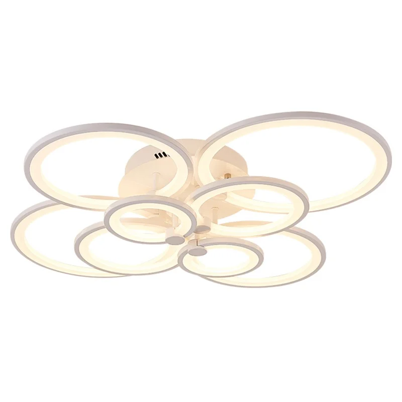 10 Heads Acrylic Circle Dimmable LED Ceiling Lamp with Remote Control for Living Room Dining Room - White