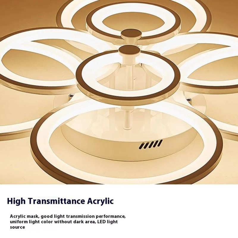 10 Heads Acrylic Circle Dimmable LED Ceiling Lamp with Remote Control for Living Room Dining Room - White