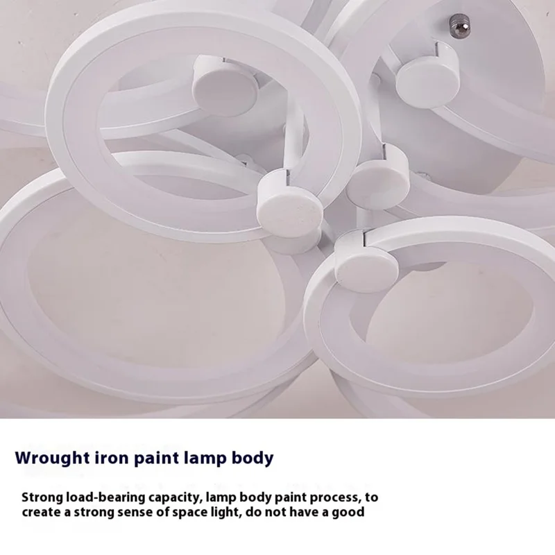 10 Heads Acrylic Circle Dimmable LED Ceiling Lamp with Remote Control for Living Room Dining Room - White