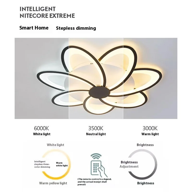 8 Heads Floral Shape LED Ceiling Light APP / Remote Control Modern Ceiling Lamp for Dining Room