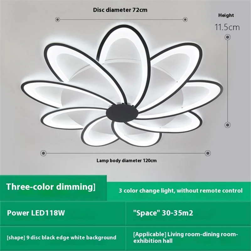 9 Heads Floral Shape LED Ceiling Light APP / Remote Control Modern Ceiling Lamp for Dining Room