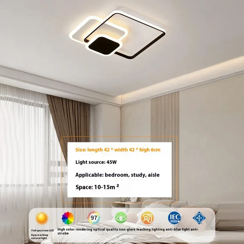 42 x 42cm 45W Eye Protection Square Ceiling Light Stepless Dimming Lamp with Remote Control