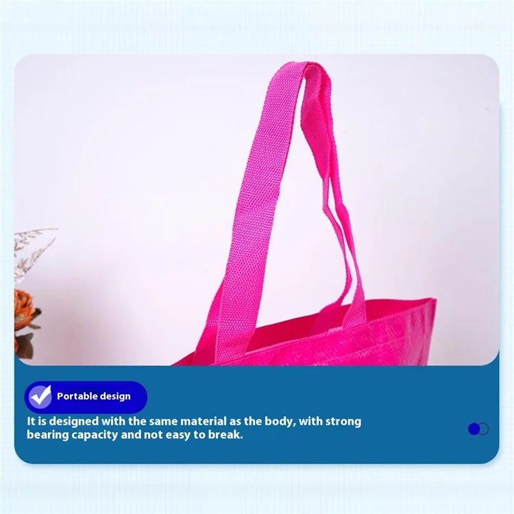 45 x 30 x 15cm Fashion Bright Color Handbag Multipurpose Woven PP Tote Bag Shopping Carrier - Rose