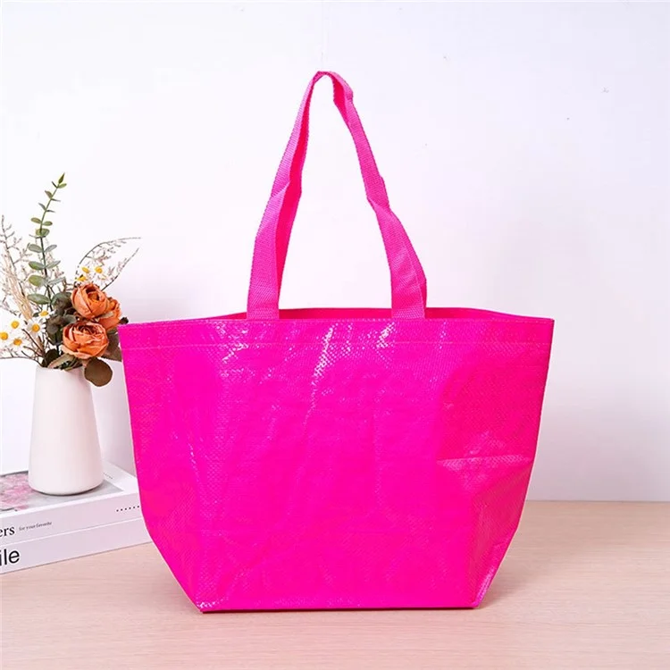 Sac cabas 80 x 45 x 19 cm en PP tressé, multifonction, couleur rose vif à la mode - Rose
