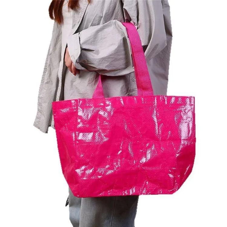 Sac cabas 80 x 45 x 19 cm en PP tressé, multifonction, couleur rose vif à la mode - Rose