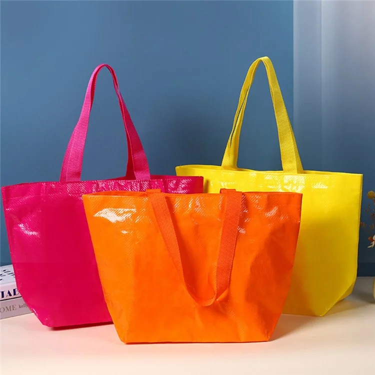 Sac cabas 80 x 45 x 19 cm en PP tressé, multifonction, couleur rose vif à la mode - Rose
