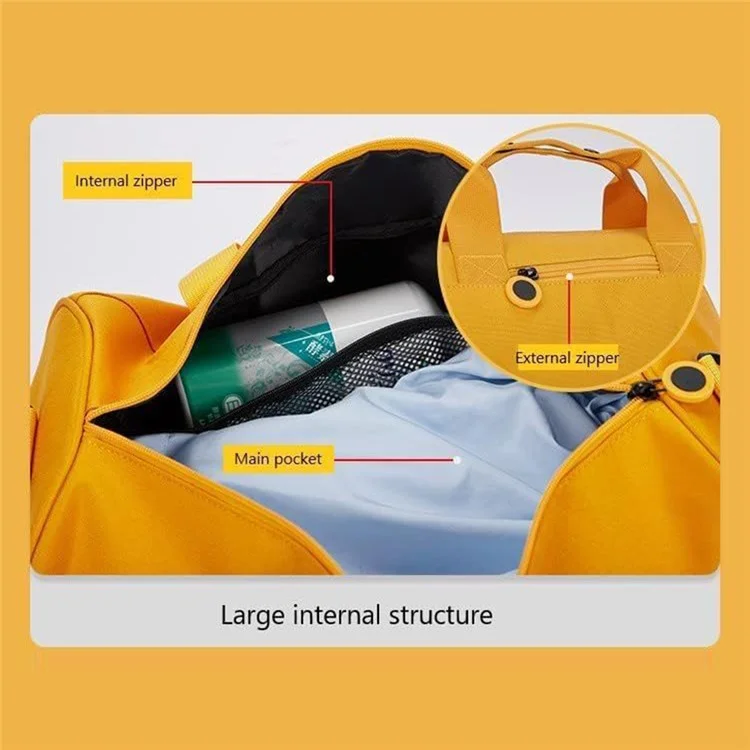 Borsa da Viaggio per Fine Settimana Impermeabile in Nylon, Borsone Crossbody per Palestra con Scomparto Umido/Asciutto - Nero