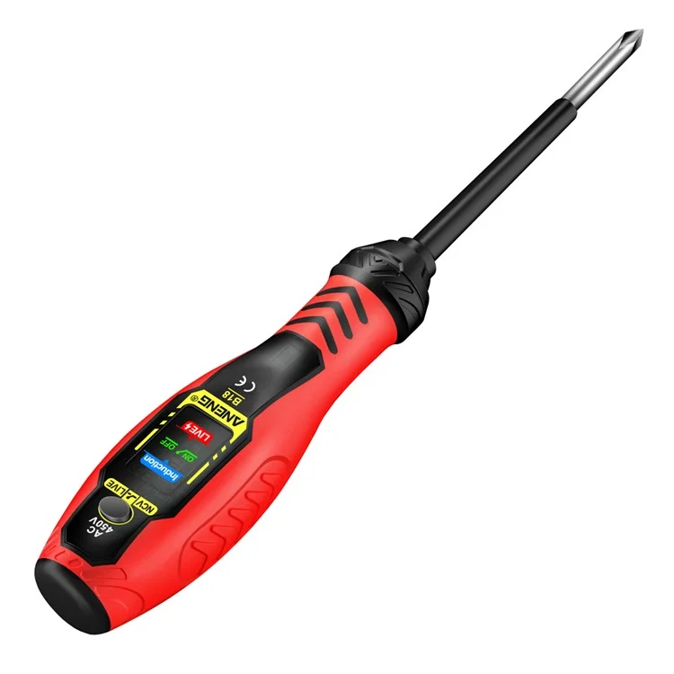 ANENG B18 High Torque Voltage Tester Pen Live / Neutral Wire Detection Continuity Test NCV Light Indication - Red / Phillips Head