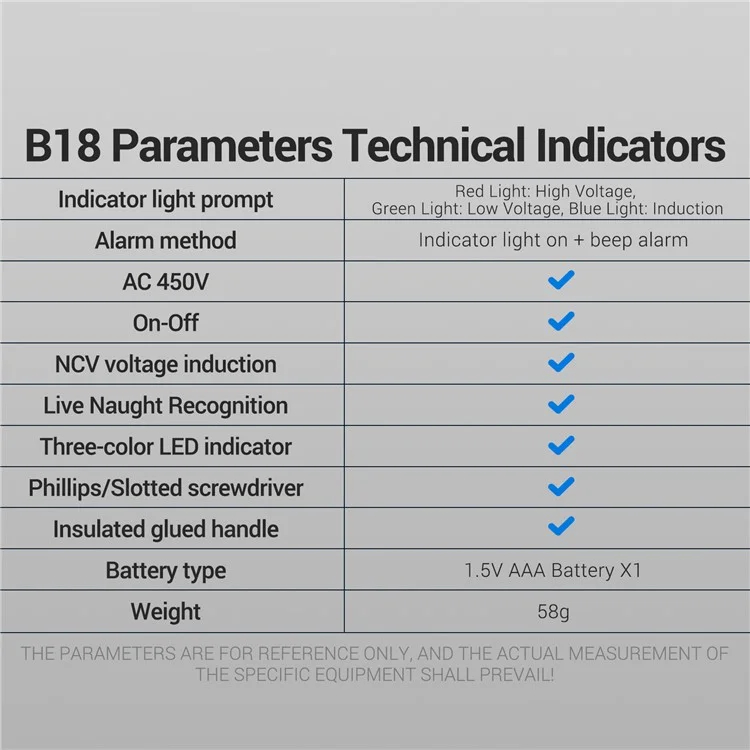 ANENG B18 High Torque Voltage Tester Pen Live / Neutral Wire Detection Continuity Test NCV Light Indication - Red / Phillips Head