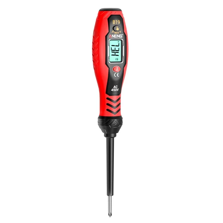 ANENG B19 Testador Digital de Tensão NCV com Desligamento Automático, Alta Torção, Detector de AC Sem Contato / Com Contato - Vermelho / Chave Phillips
