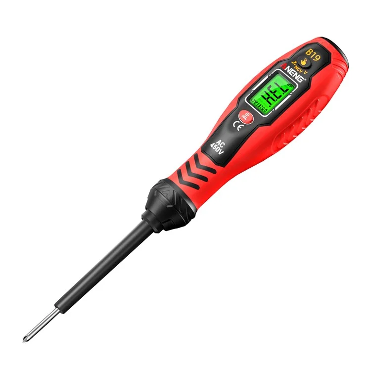 ANENG B19 Testador Digital de Tensão NCV com Desligamento Automático, Alta Torção, Detector de AC Sem Contato / Com Contato - Vermelho / Chave Phillips