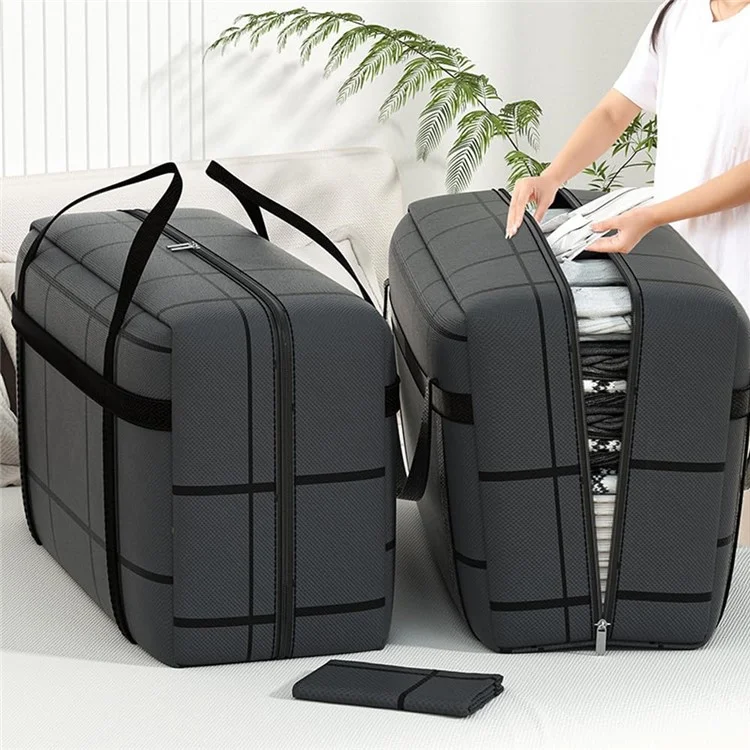 55x23x35cm Thicken Striped Non Woven Fabric Storage Bag for Moving Packing Travel Luggage Organizer, Size M