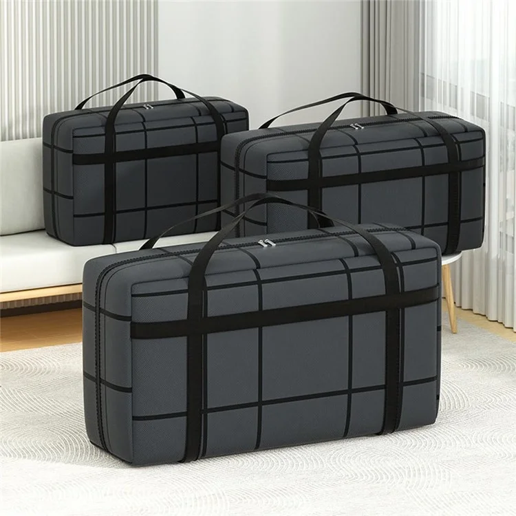 55x23x35cm Thicken Striped Non Woven Fabric Storage Bag for Moving Packing Travel Luggage Organizer, Size M