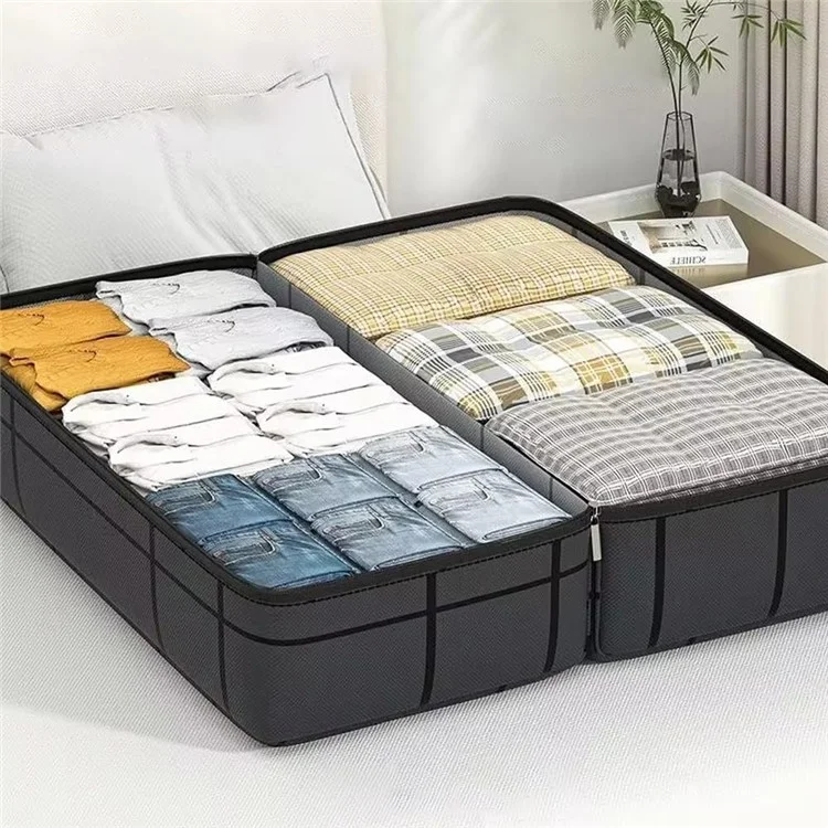 75x36x33cm Thicken Striped Non Woven Fabric Storage Bag for Moving Packing Travel Luggage Organizer, Size L