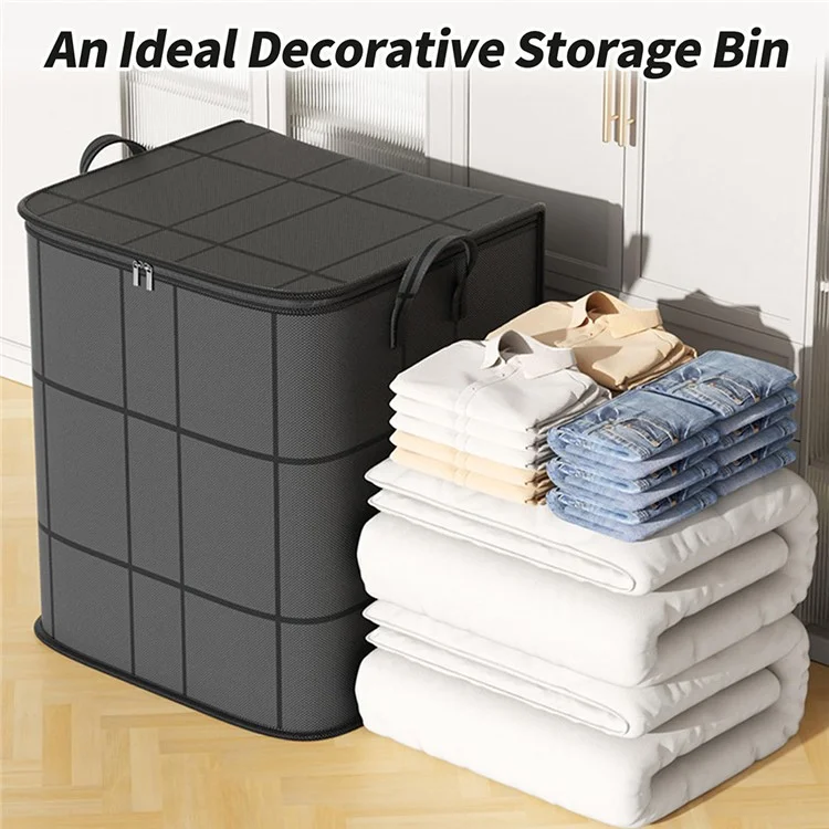 Non Woven Fabric Storage Bag with Dual Handles Foldable Organizer for Home Organization, Size M