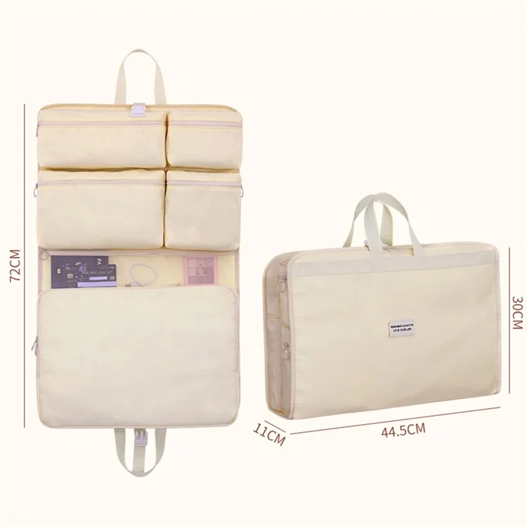 1010 Multifunction Hanging Travel Organizer Bag Foldable Luggage Packing Cube for Suitcase Storage - Apricot