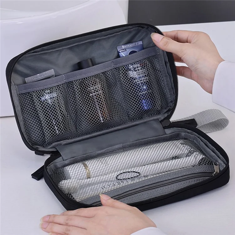 4038 For Men Portable Travel Toiletry Bag Oxford Cloth Waterproof Foldable Cosmetic Organizer, Size S - Black