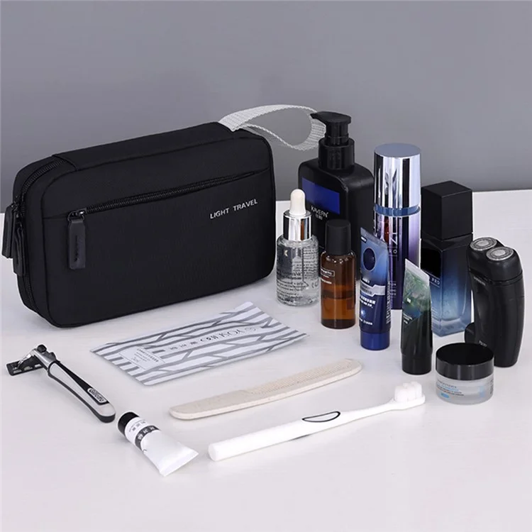 4038 For Men Portable Travel Toiletry Bag Oxford Cloth Waterproof Foldable Cosmetic Organizer, Size S - Black
