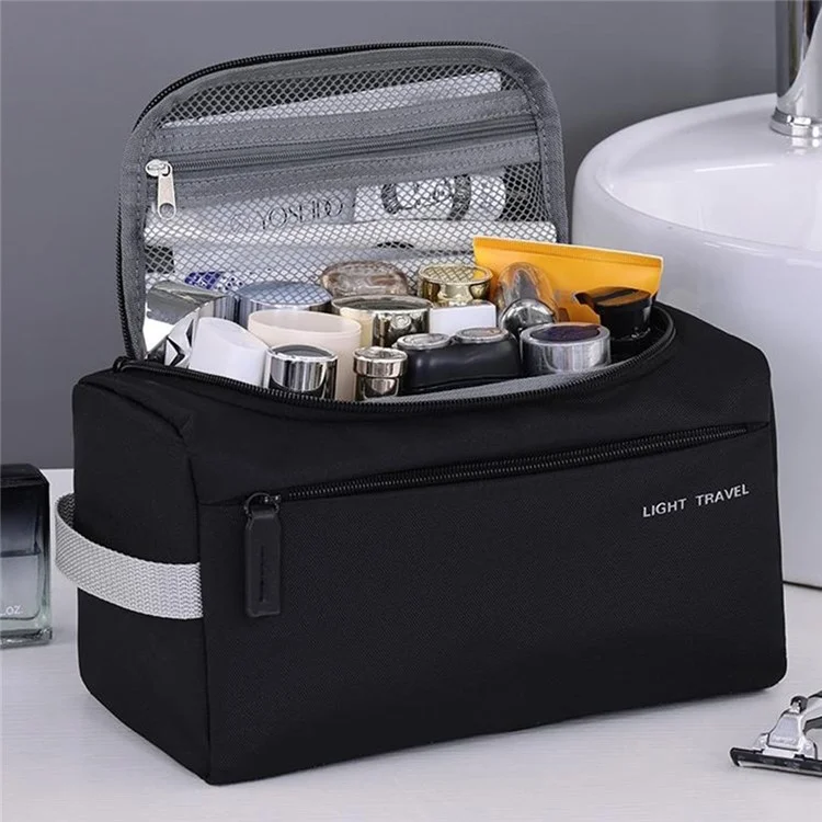 4038 For Men Portable Travel Toiletry Bag Oxford Cloth Waterproof Foldable Cosmetic Organizer, Size M - Black