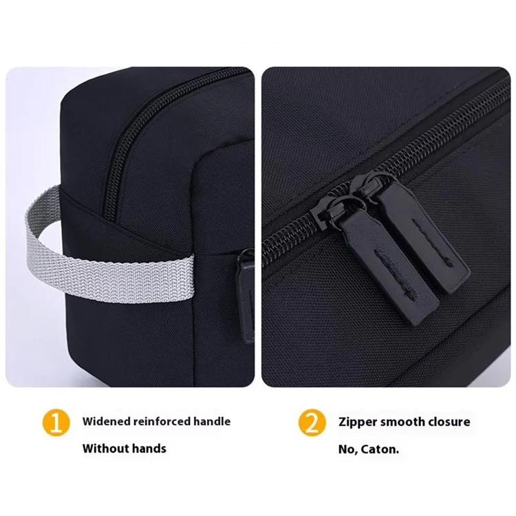 4038 For Men Portable Travel Toiletry Bag Oxford Cloth Waterproof Foldable Cosmetic Organizer, Size M - Black