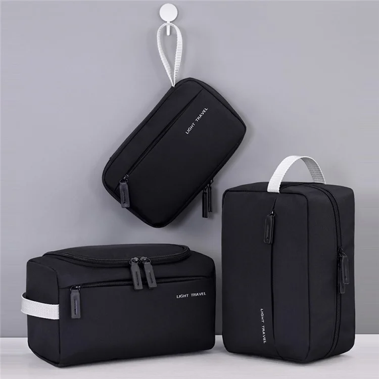 4038 For Men Portable Travel Toiletry Bag Oxford Cloth Waterproof Foldable Cosmetic Organizer, Size M - Black
