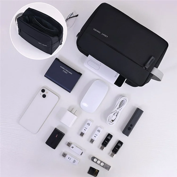 4038 For Men Portable Travel Toiletry Bag Oxford Cloth Waterproof Foldable Cosmetic Organizer, Size L - Black