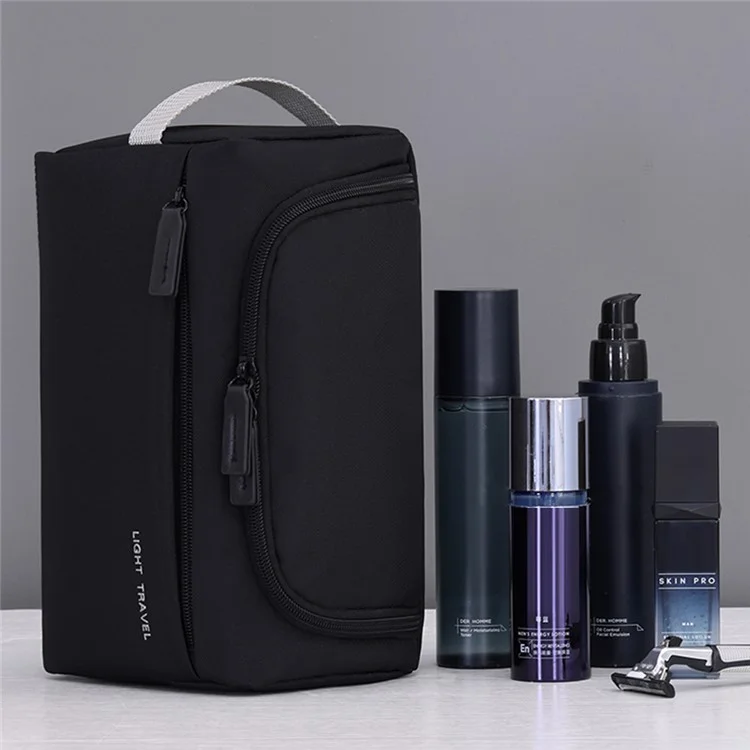 4038 For Men Portable Travel Toiletry Bag Oxford Cloth Waterproof Foldable Cosmetic Organizer, Size L - Black