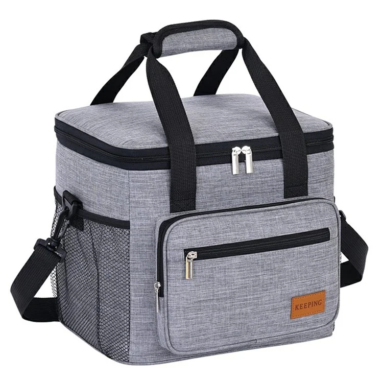 7035 Portable Picnic Tote Insulated Bag Oxford Fabric Large Capacity Outdoor Camping Lunch Box - Grey