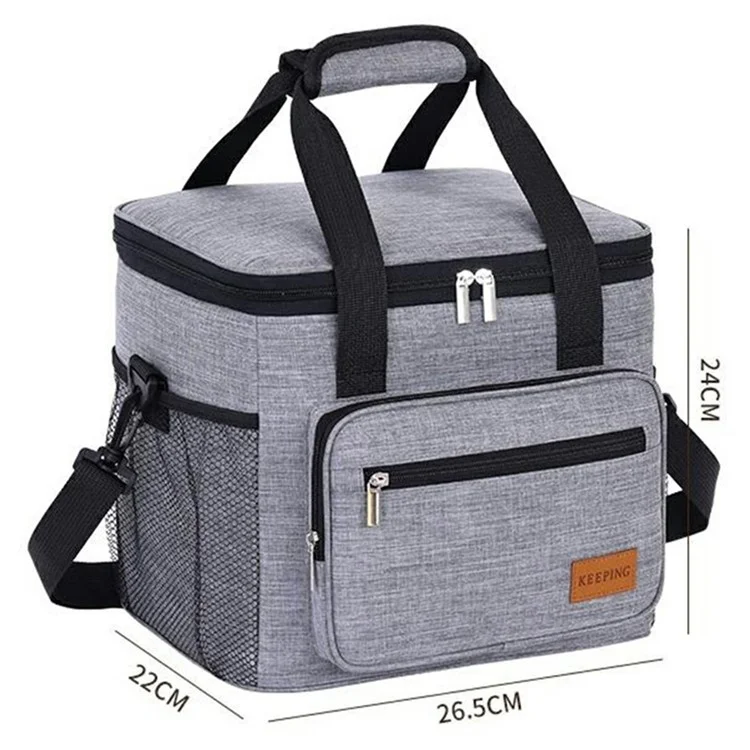7035 Portable Picnic Tote Insulated Bag Oxford Fabric Large Capacity Outdoor Camping Lunch Box - Grey