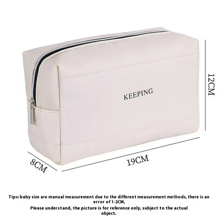 Bolsa de Cosméticos Portátil com Padrão de Letras 8083 para Organização de Maquiagem de Viagem - Branco