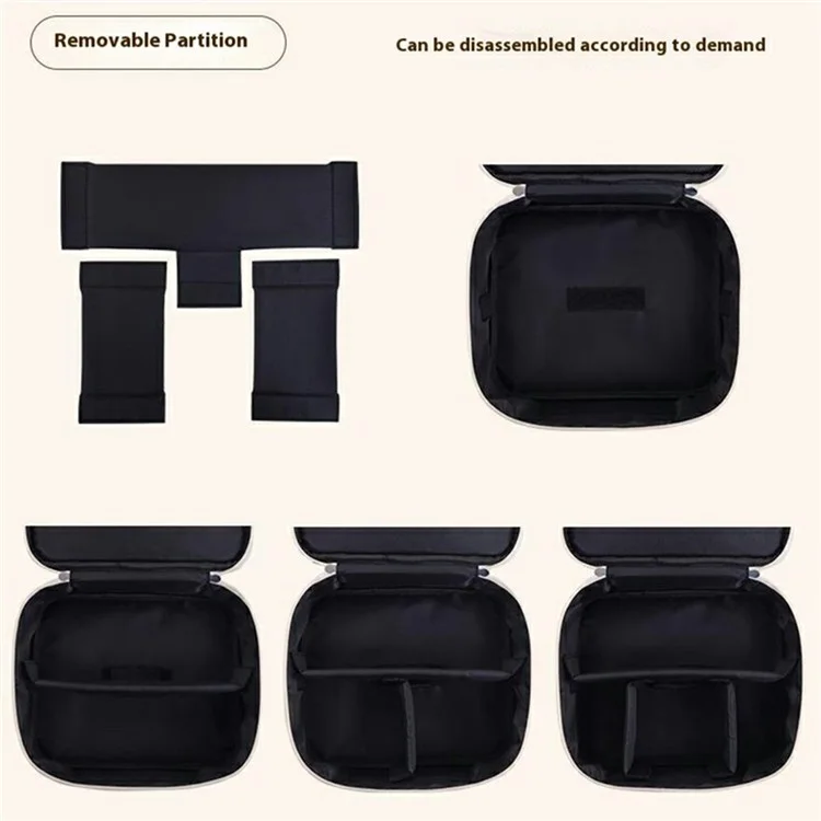 8084 Portable Double Layer Makeup Organizer Large Capacity Travel Toiletry Bag Cosmetic Brush Storage Handbag - White