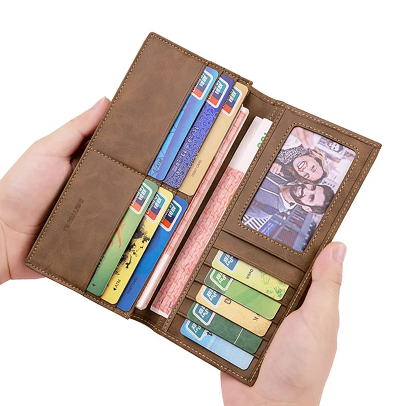 BANYANU N2042 Portafoglio in Pelle Bovina Top Grain con Multi Slot per Carte, Clip Sottile per Contanti con Blocco RFID - Khaki