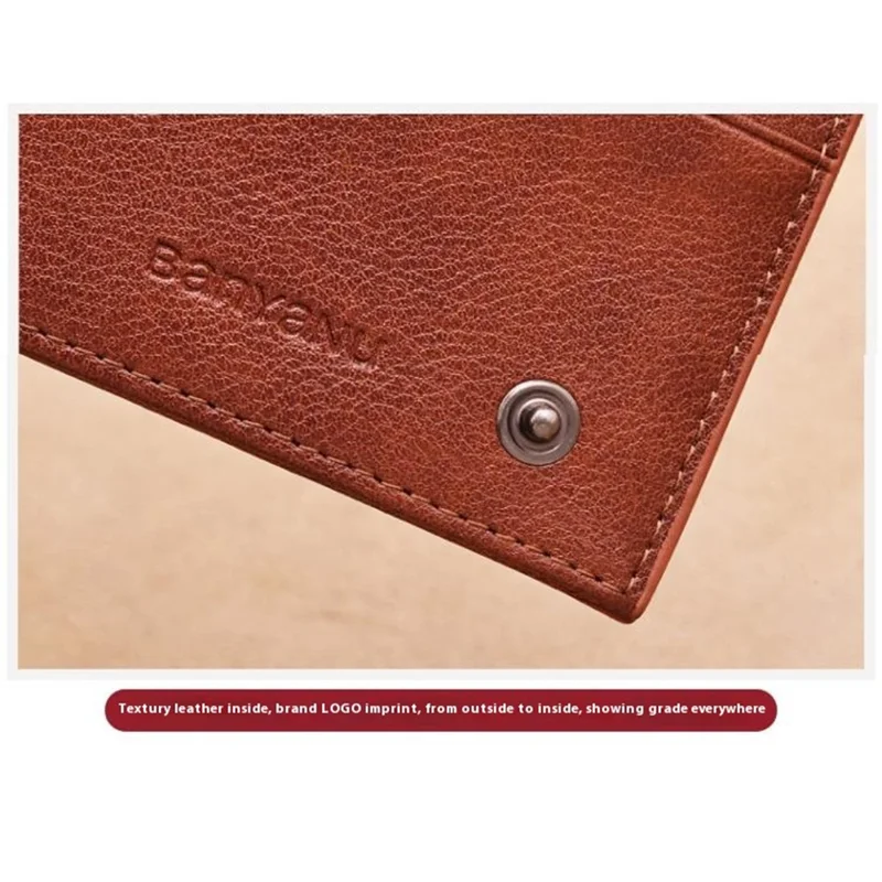 BANYANU N2043 Genuine Cow Leather Wallet RFID Blocking Vintage Cash Purse - Brown