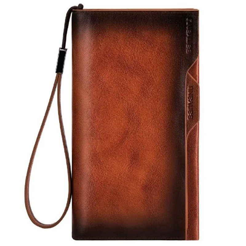 BANYANU N2043 Genuine Cow Leather Wallet RFID Blocking Vintage Cash Purse - Blue