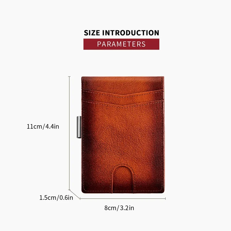 BANYANU N2039M Cartera de Cuero Auténtico para Hombre con Múltiples Compartimentos para Tarjetas, Bloqueo RFID y Pinza para Dinero - Marrón