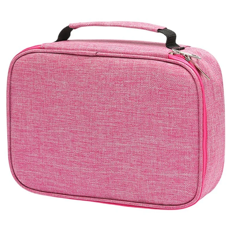 Colored Pencils Stationery Case 72 Slots Drawing Art Supplies Organizer Storage Bag with Handle - Pink