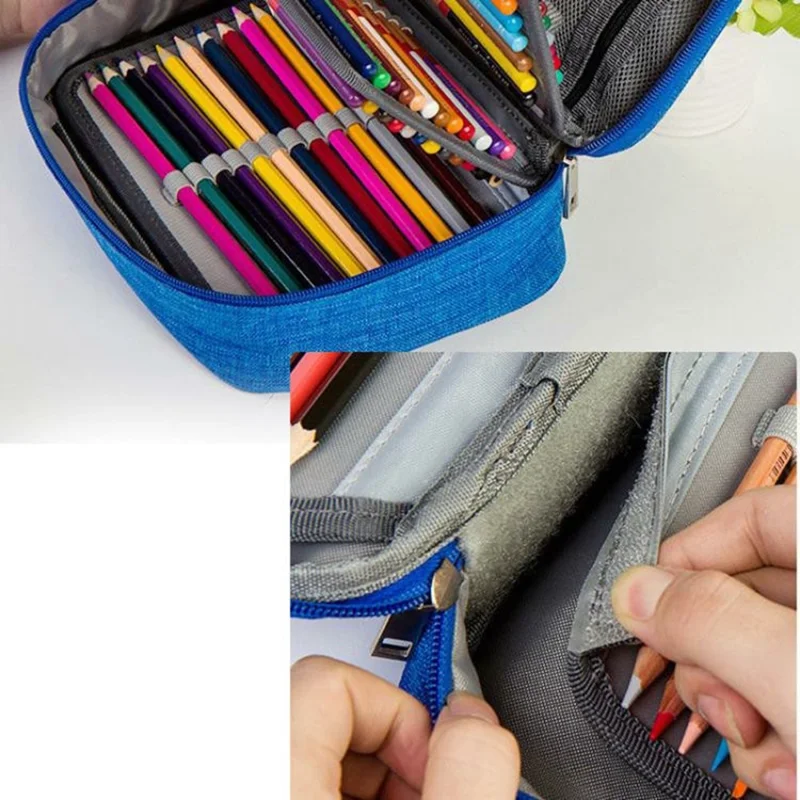 Colored Pencils Stationery Case 72 Slots Drawing Art Supplies Organizer Storage Bag with Handle - Pink