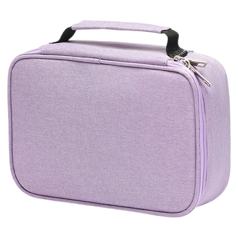 Colored Pencils Stationery Case 72 Slots Drawing Art Supplies Organizer Storage Bag with Handle - Purple