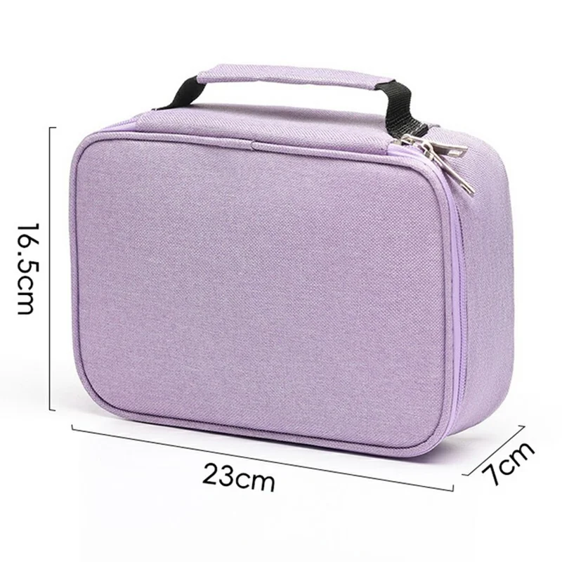 Colored Pencils Stationery Case 72 Slots Drawing Art Supplies Organizer Storage Bag with Handle - Purple