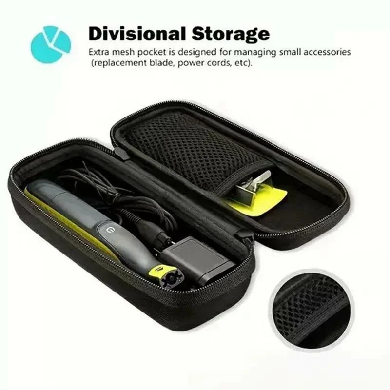 For Philips Oneblade Razor EVA Storage Case Portable Shockproof Travel Bag Shaver Organizer Box - Black