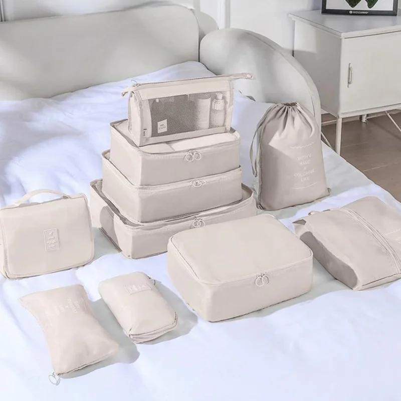 6Pcs / Set Portable Travel Business Trips Organizer Foldable Multi-Function Clothes Storage Bags - Beige