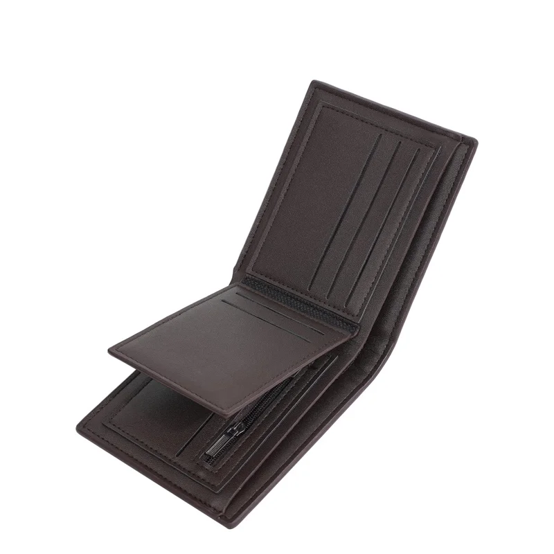 BAELLERRY D3066 RFID Blocking Zipper Wallet Business PU Leather Folding Money Bag - Coffee