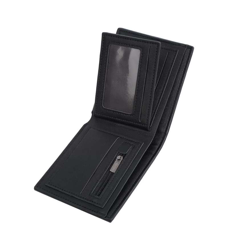 BAELLERRY D3066 RFID Blocking Zipper Wallet Business PU Leather Folding Money Bag - Black