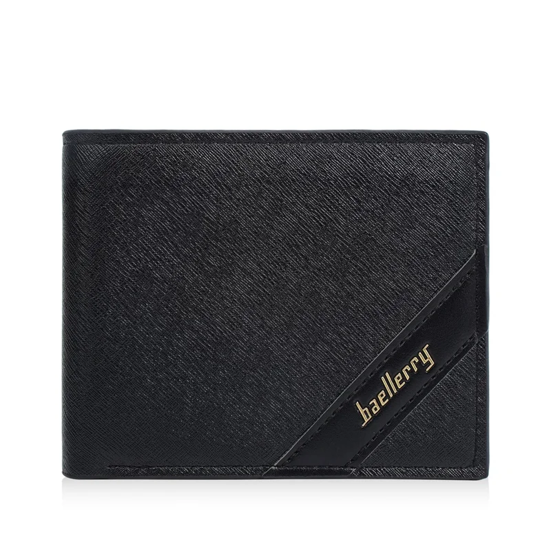 BAELLERRY D3066 RFID Blocking Zipper Wallet Business PU Leather Folding Money Bag - Black