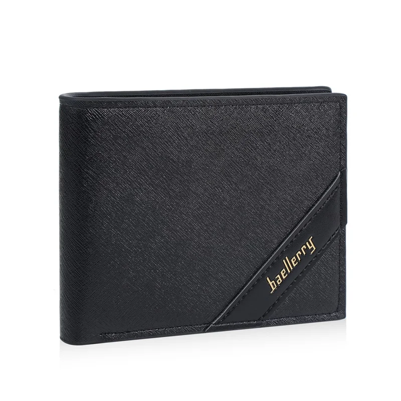 BAELLERRY D3066 RFID Blocking Zipper Wallet Business PU Leather Folding Money Bag - Black